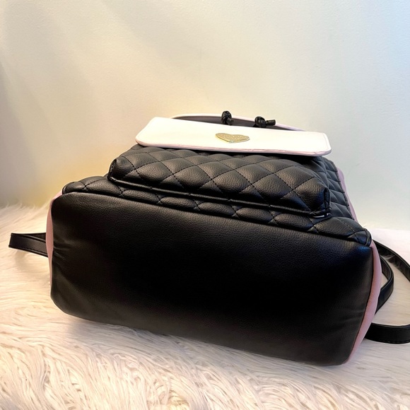 Betsey Johnson Luv Betsey Pink & Black Kitty Backpack - Picture 2 of 5